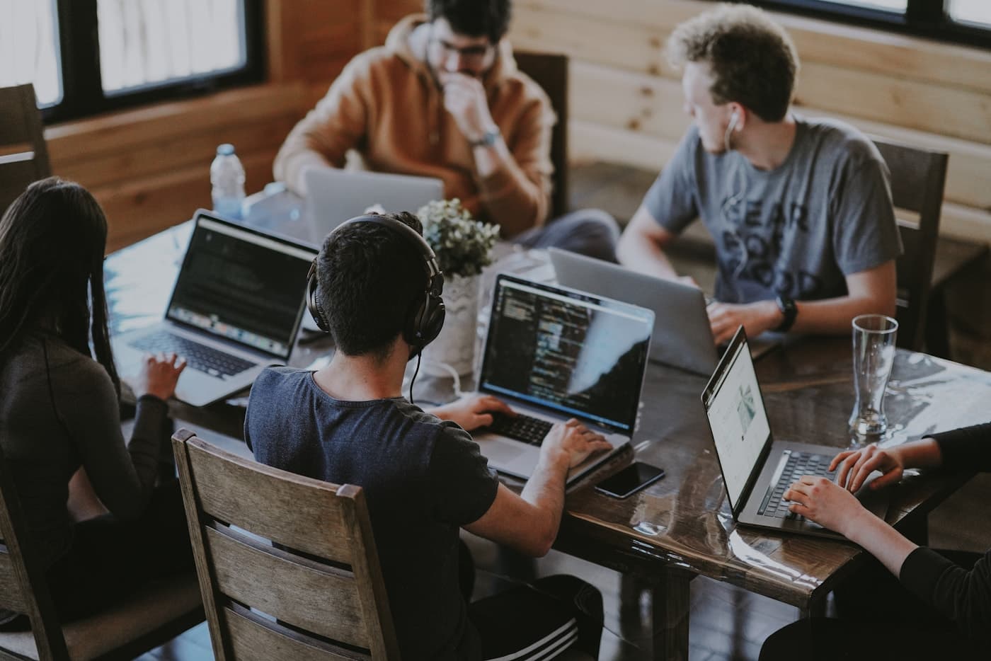 Leaders collaborating on organizational change in a modern office